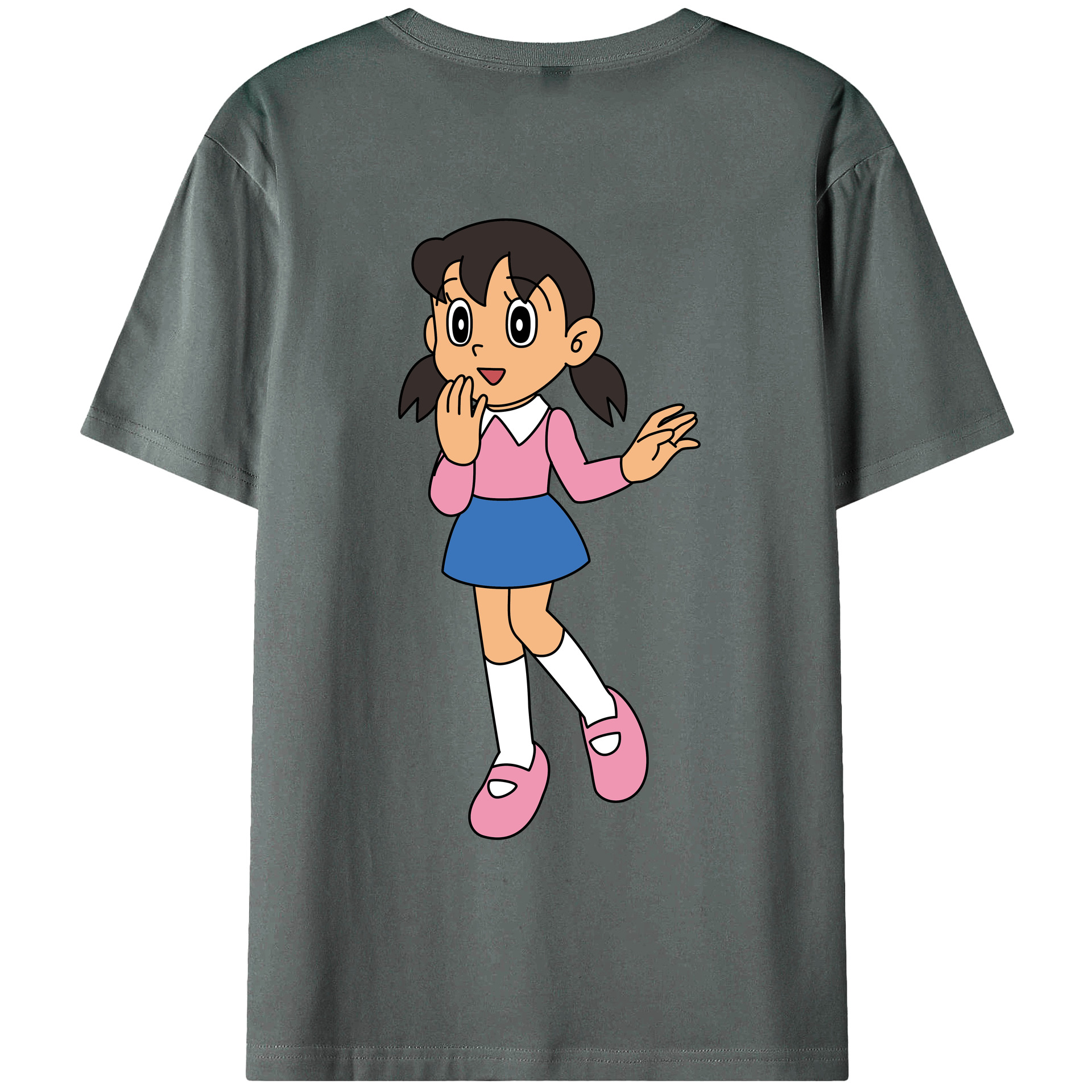 （画像用） ドラえもん みなもと しずか Doraemon Shizuka Minamoto 綿100％ メンズ半袖Tシャツ（バックプリント） 通気性